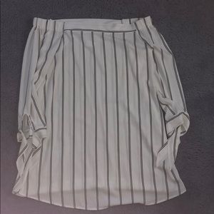 White and black stripped off the shoulder dress